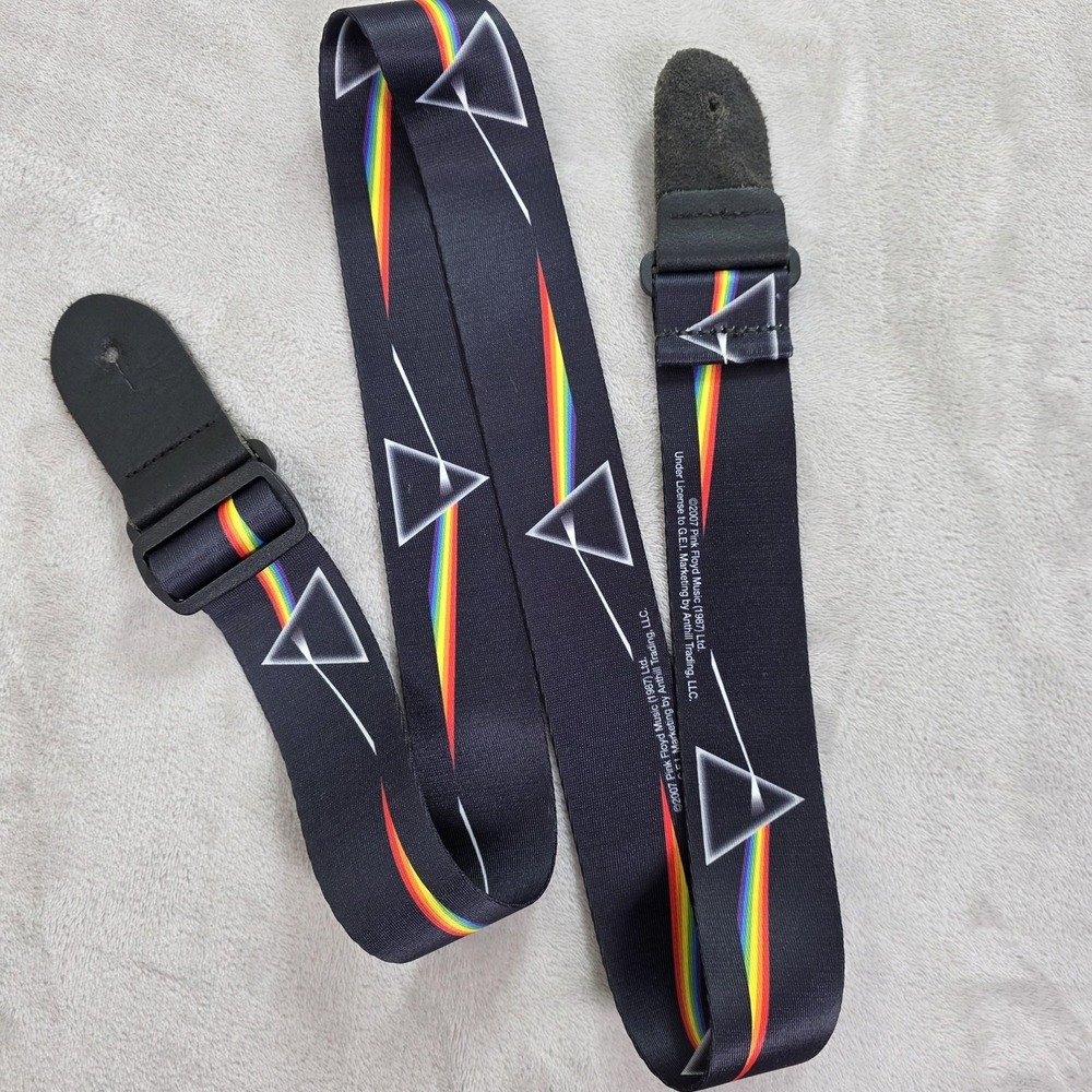 VINTAGE Pink Floyd Dark Side Of The Moon Guitar Strap 2" Polyester Adjustable